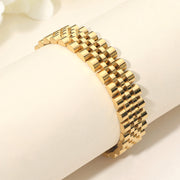 Gold Dipped Stainless Steel Jubilee Style Link Chain Bracelet