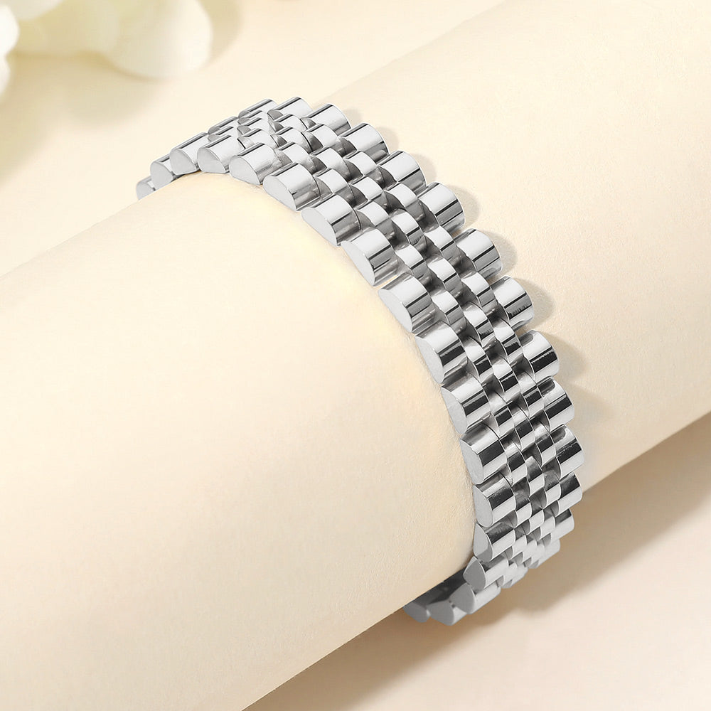 Gold Dipped Stainless Steel Jubilee Style Link Chain Bracelet