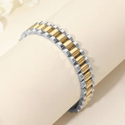 Gold Dipped Two Tone Stainless Steel President Jubilee Style Link Chain Bracelet