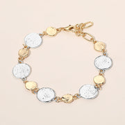 Textured Metal Disc Link Bracelet