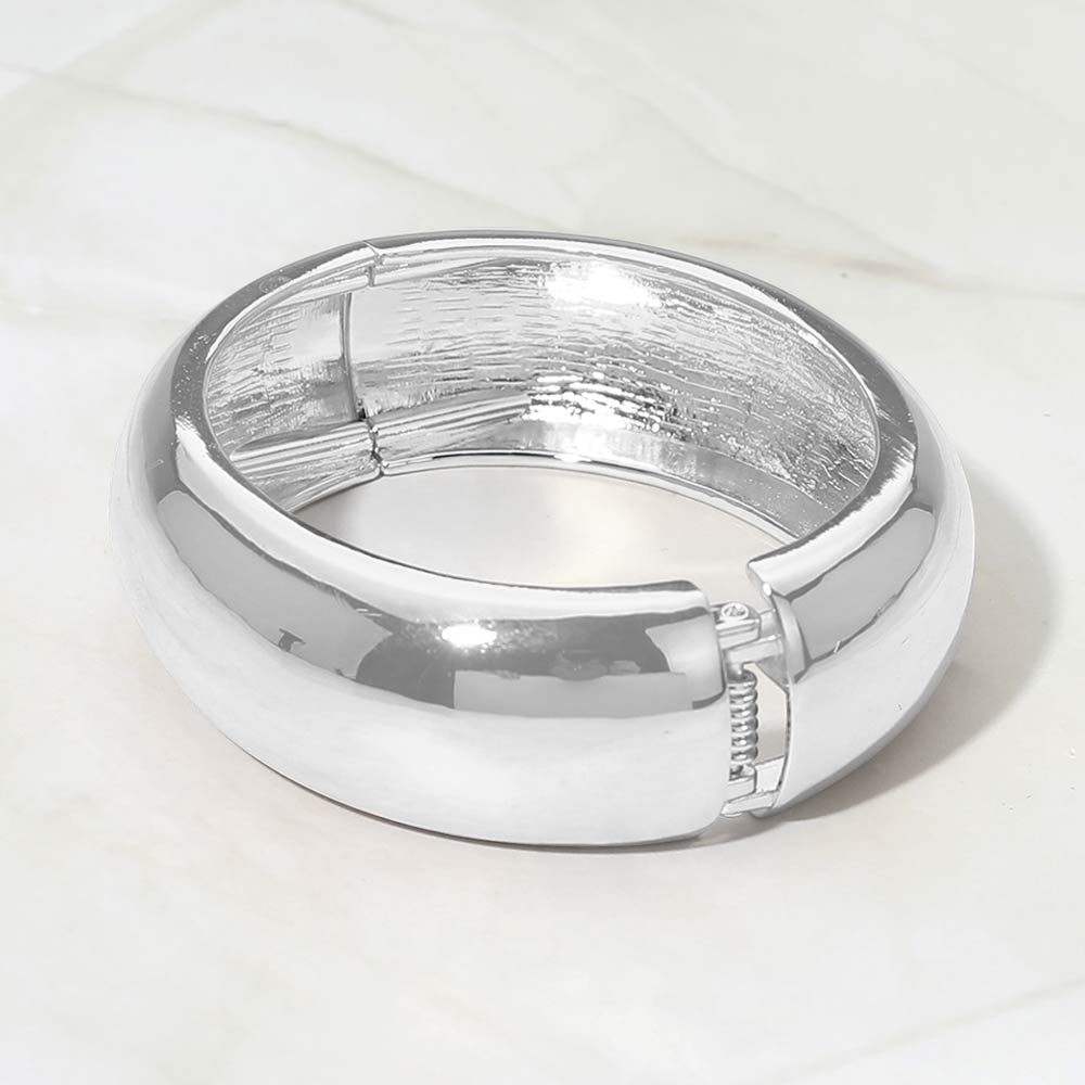 Classic Metal Dome Hinged Bangle Bracelet