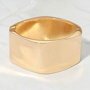 Bold Ribbed Metal Hinged Bangle Bracelet