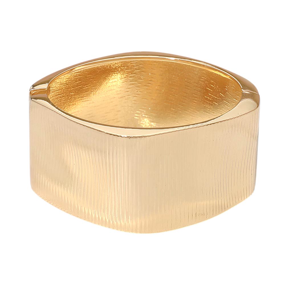 Bold Ribbed Metal Hinged Bangle Bracelet