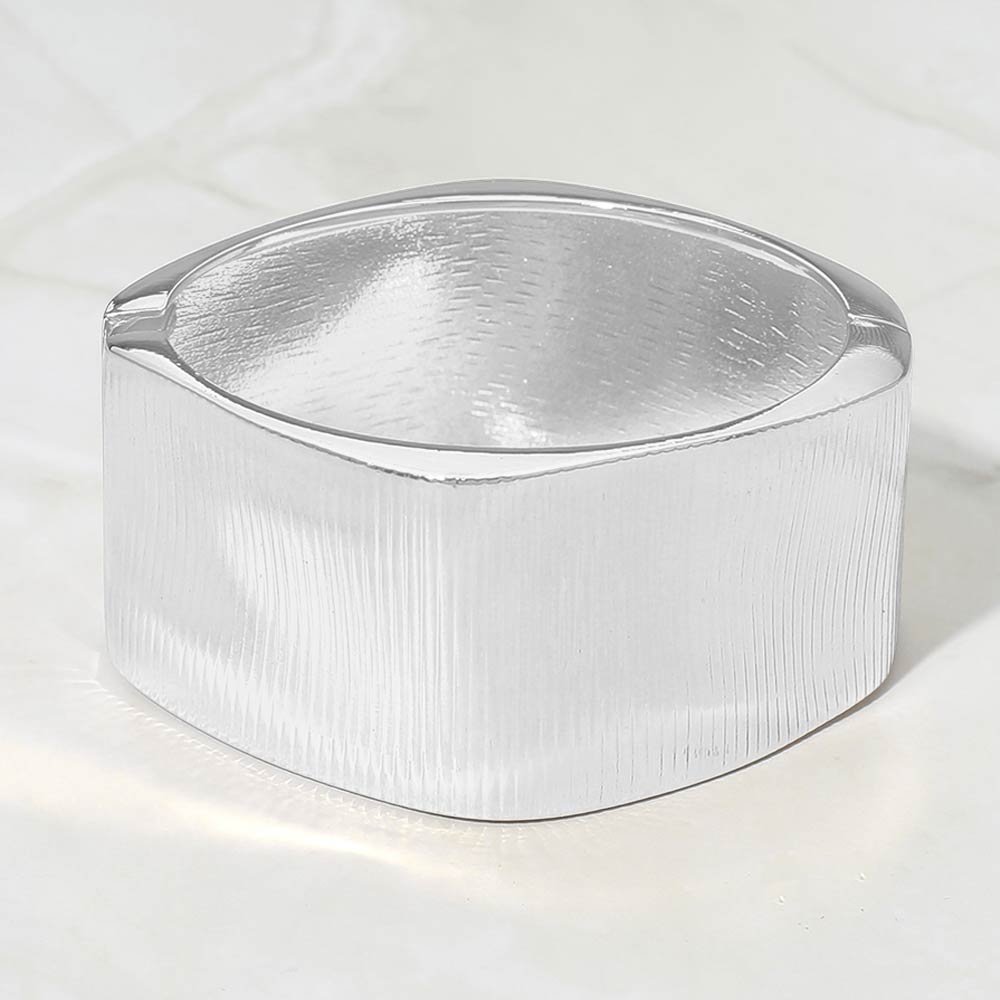 Bold Ribbed Metal Hinged Bangle Bracelet