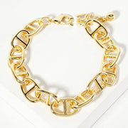 Gold Dipped Chunky Mariner Link Chain Bracelet