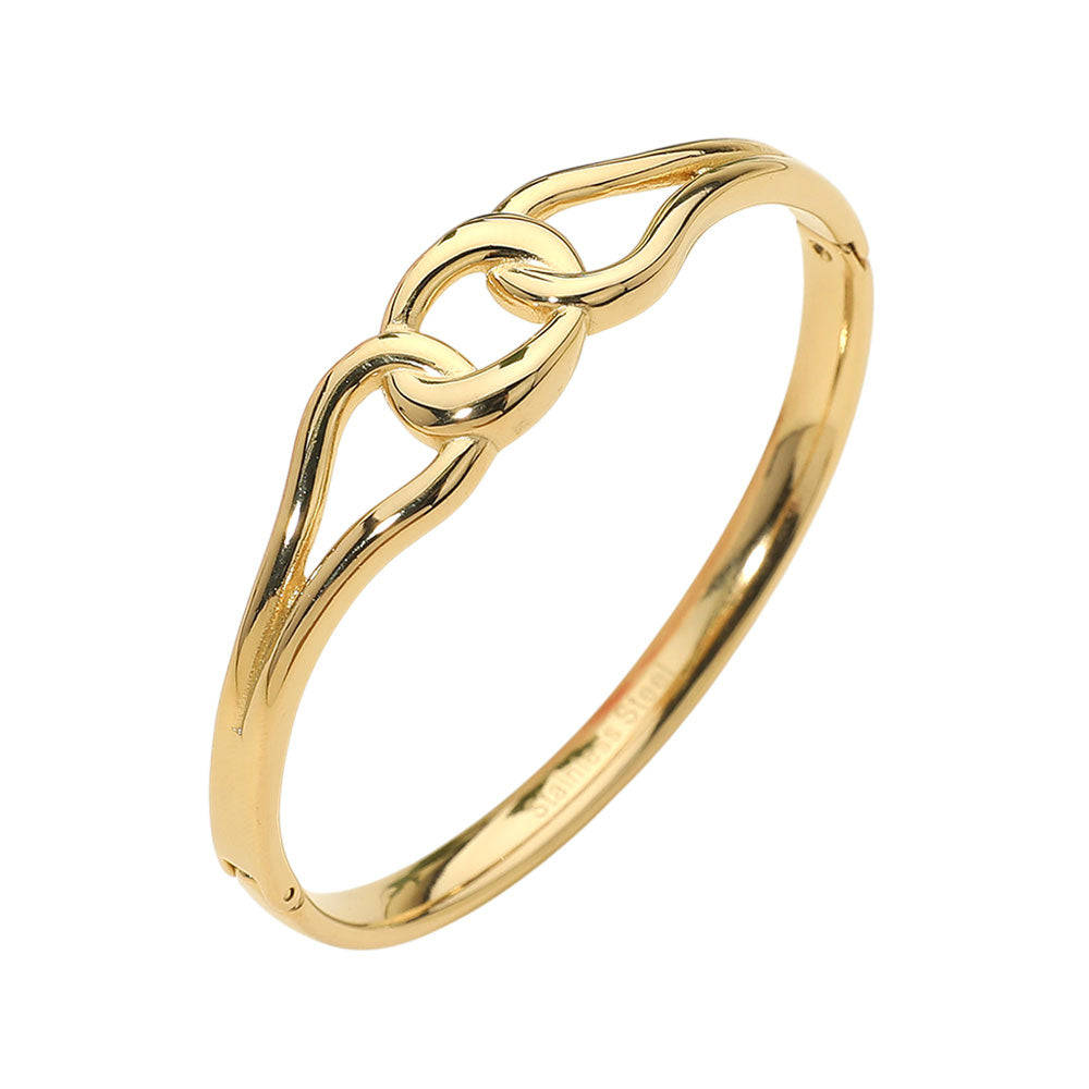 Stainless Steel Twist Link Hinged Bangle Bracelet