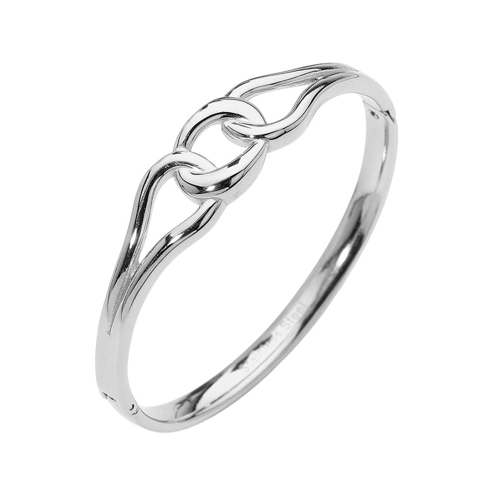 Stainless Steel Twist Link Hinged Bangle Bracelet