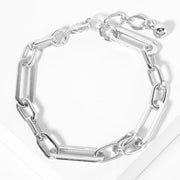 White Gold Dipped Long Paperclip Chain Bracelet