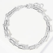 White Gold Dipped Metal Hardware Link Chain Bracelet