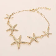 Textured Metal Starfish Link Bracelet