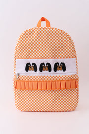 Orange Tennessee embroidery checkered ruffle backpack