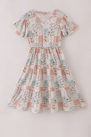 Fall floral print mom dress