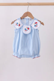 Blue jacquard embroidery bubble