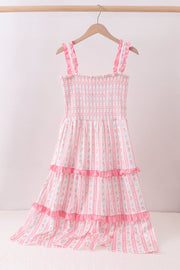 Blush floral smocked tiered dress