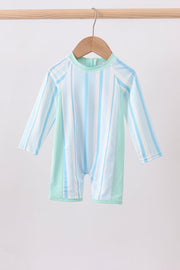 Blue stripe one-piece swimsuit