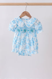 Blue rose smocked bubble