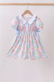 Blue Hydrangea Smocked Pearl Dress