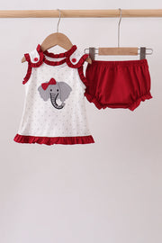 Maroon Alabama Elephant Applique Bloomer Set
