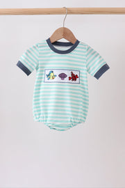 Blue stripe under the sea Embroidered Bubble
