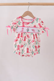 Pink Boots Smocked Bubble