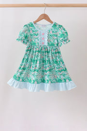 Green house floral Ruffle Dress