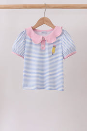 Purple Stripe Pencil Embroidered Top