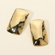 Stainless Steel Hammered Metal Rectangular Plate Earrings