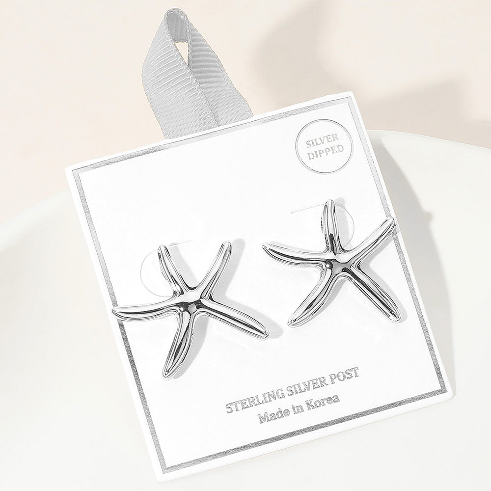 Silver Dipped Starfish Earrings