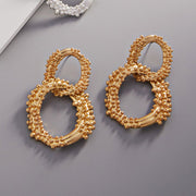Bubble Textured Abstract Open Metal Link Dangle Earrings