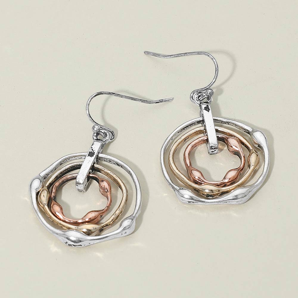 Abstract Layered Circle Drop Earrings