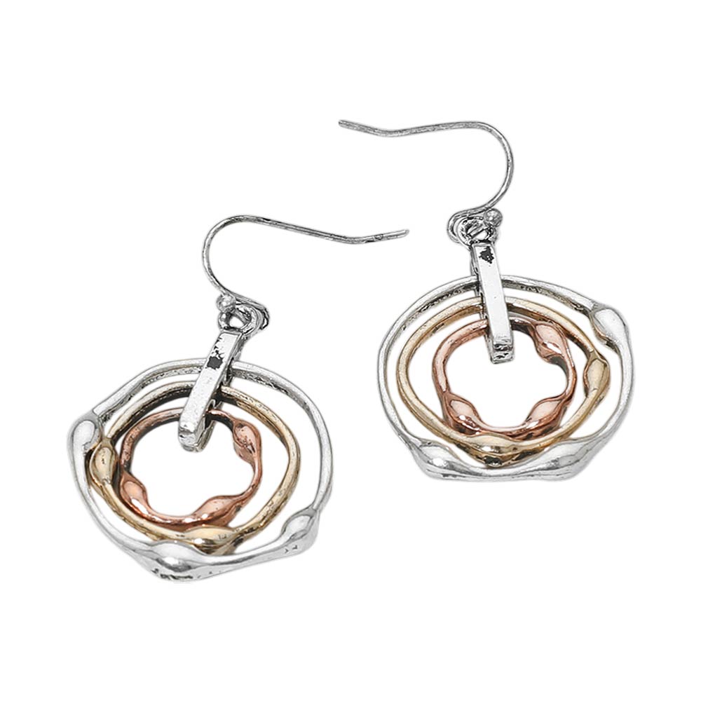Abstract Layered Circle Drop Earrings