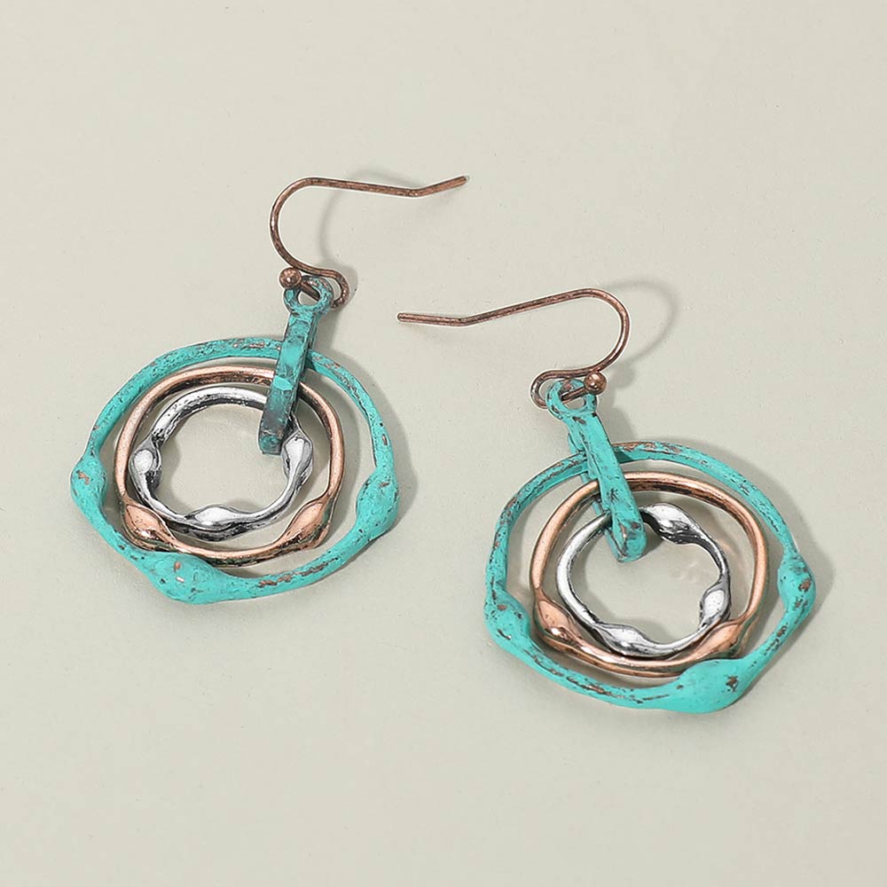 Abstract Layered Circle Drop Earrings