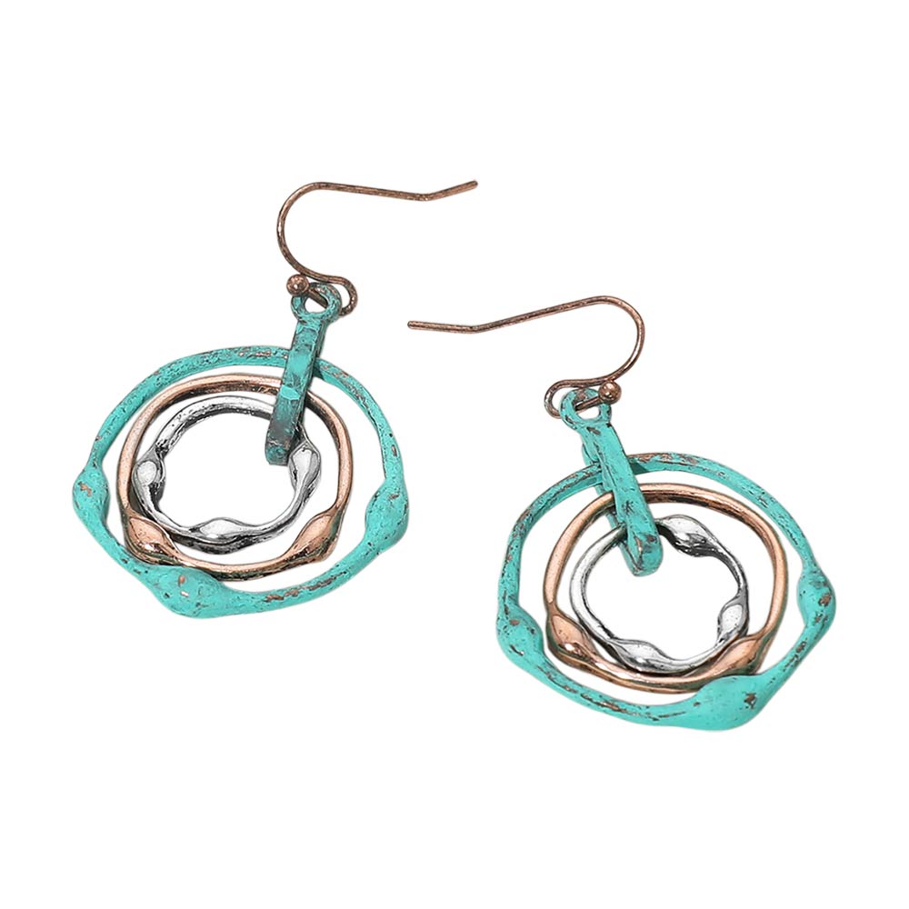 Abstract Layered Circle Drop Earrings