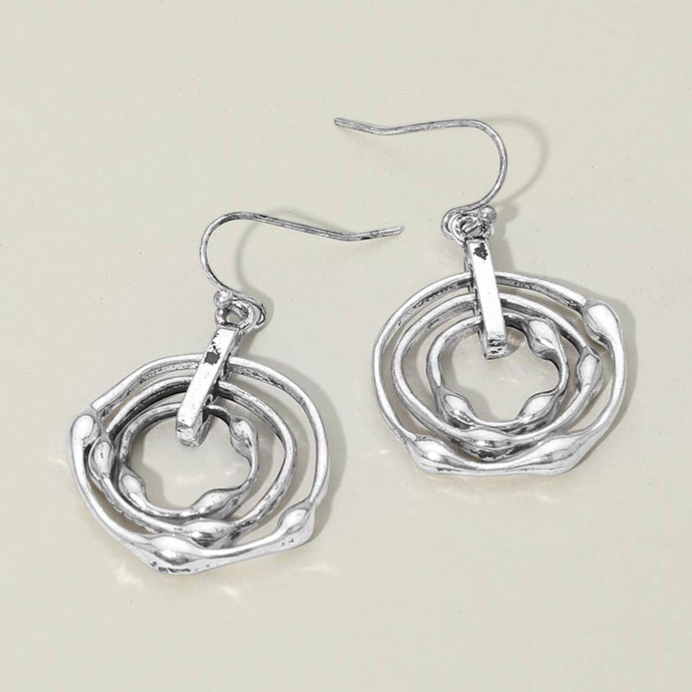 Abstract Layered Circle Drop Earrings