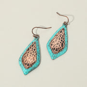 Textured Metal Two Tone Filigree Teardrop Drop Earrings