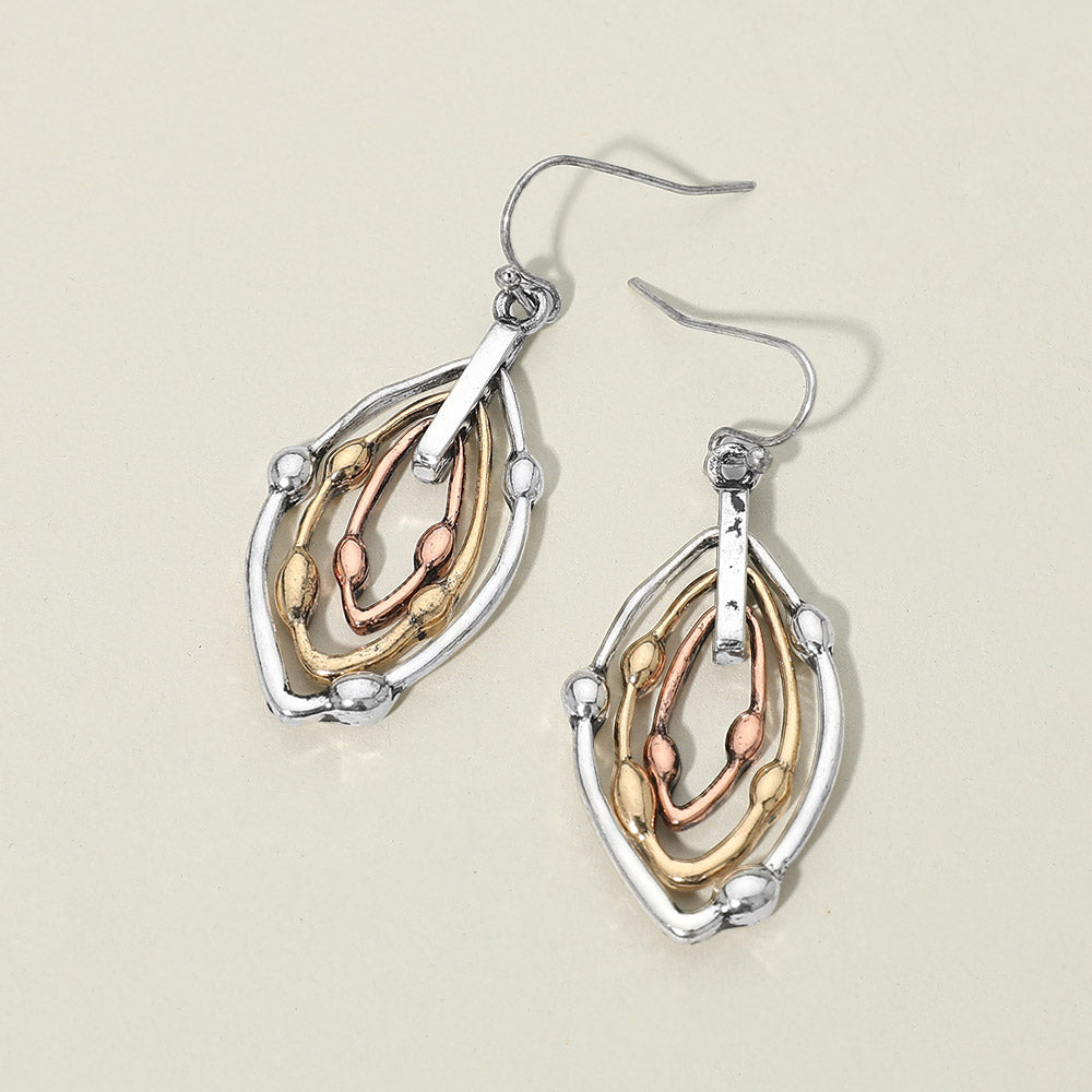 Metal Layered Teardrop Drop Earrings