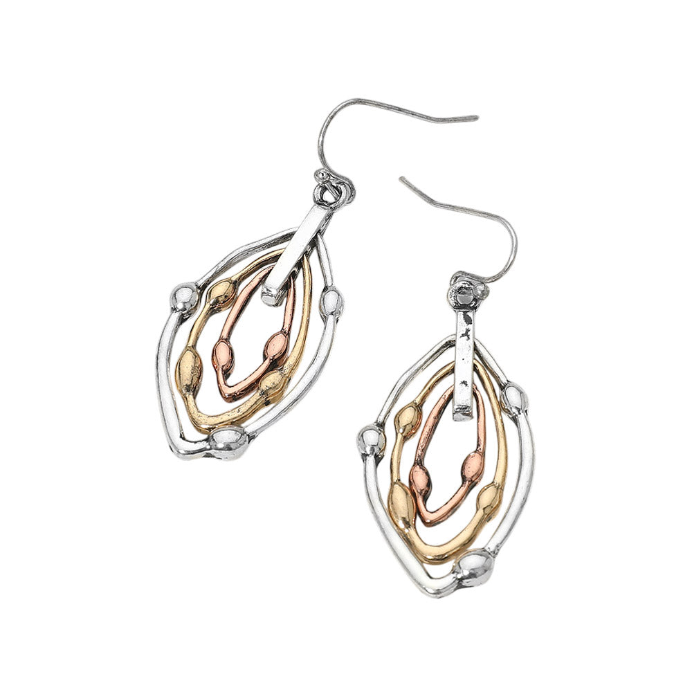 Metal Layered Teardrop Drop Earrings