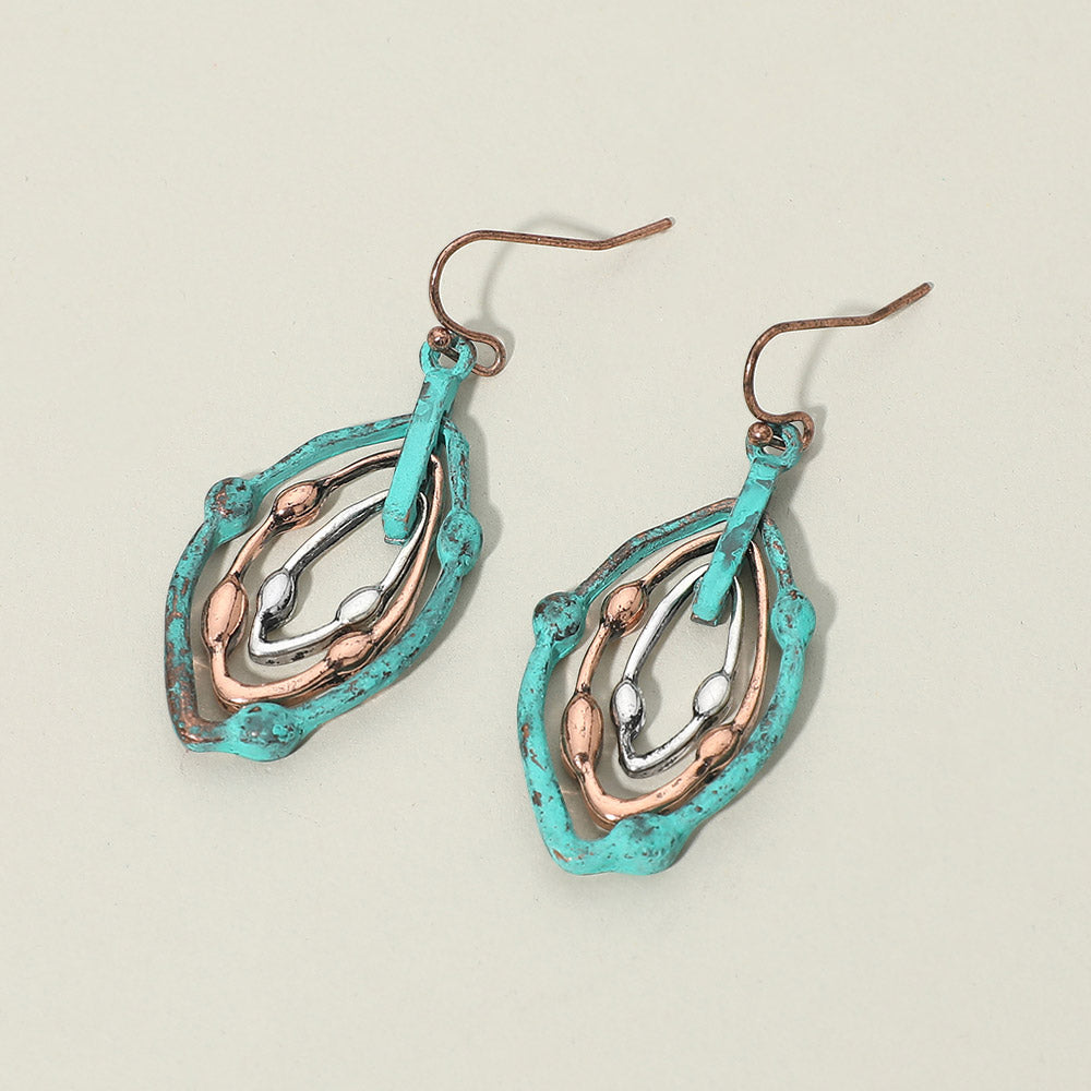 Metal Layered Teardrop Drop Earrings