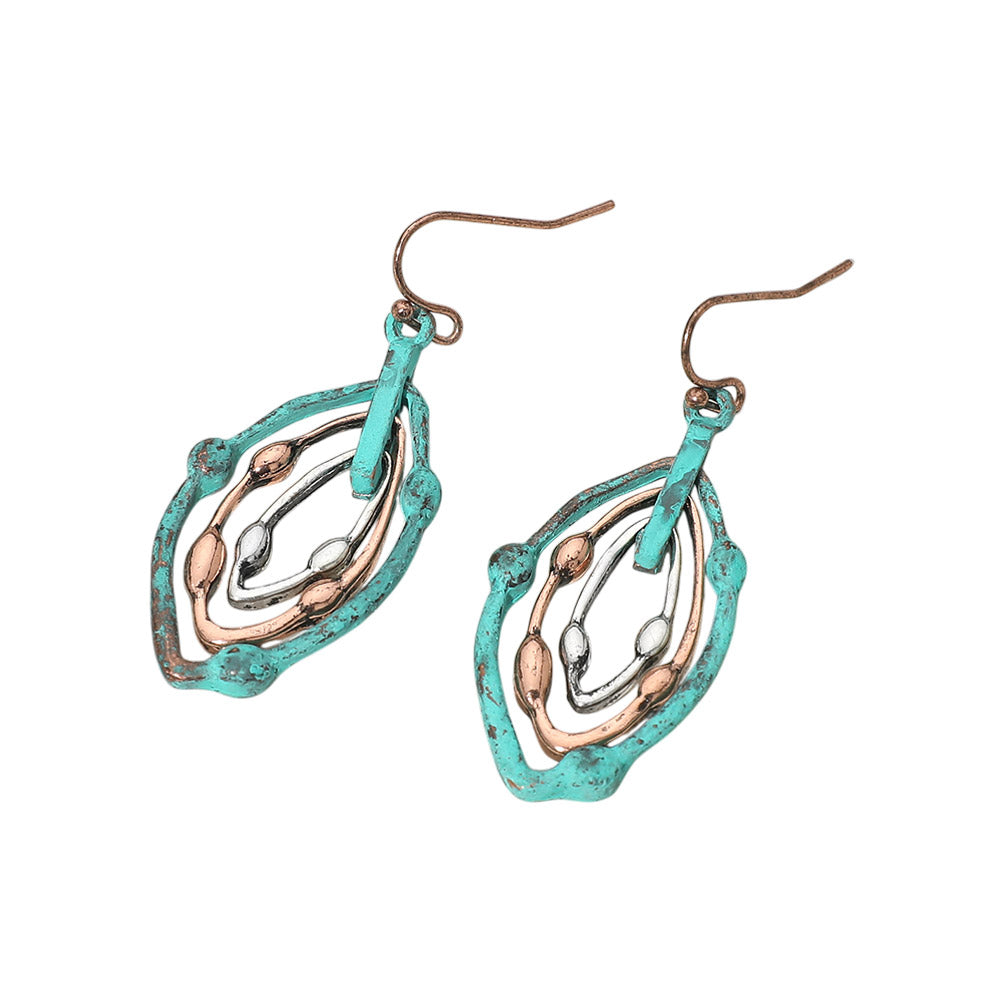 Metal Layered Teardrop Drop Earrings