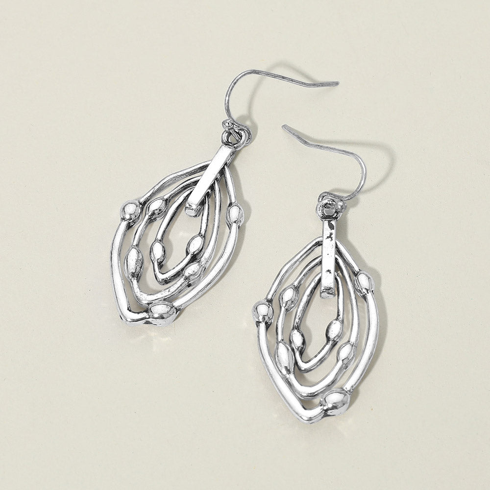 Metal Layered Teardrop Drop Earrings
