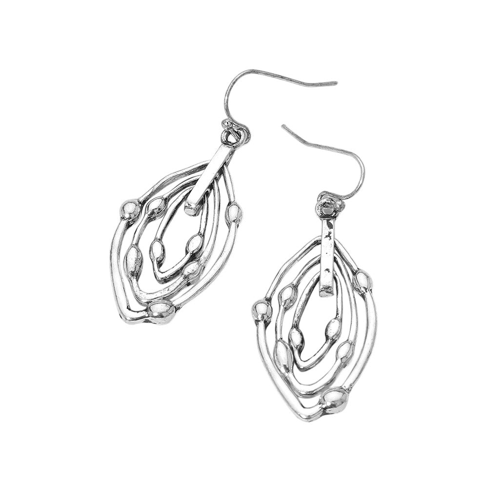 Metal Layered Teardrop Drop Earrings