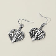 Antique Metal Wing Cross Sword Shield Drop Earrings