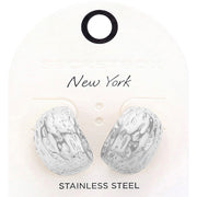 SECRET BOX_Textured Stainless Steel Half Hoop Earrings