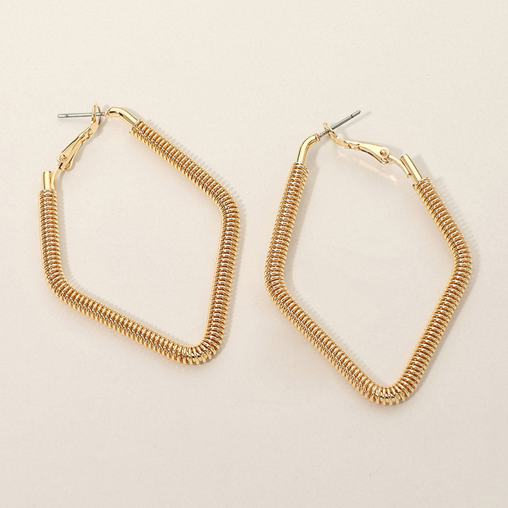 Gold Dipped Textured Metal Geometric Hoop Earrings