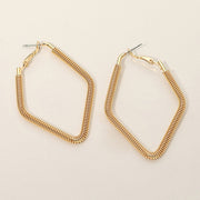 Gold Dipped Textured Metal Geometric Hoop Earrings