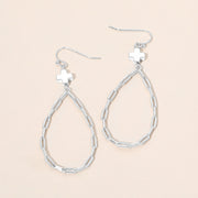 Metal Cross Charm Accent Paperclip Chain Link Open Teardrop Earrings