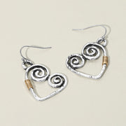 Swirl Heart Charm Drop Earrings