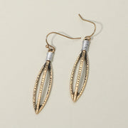 Boho Textured Metal Open Marquise Drop Earrings