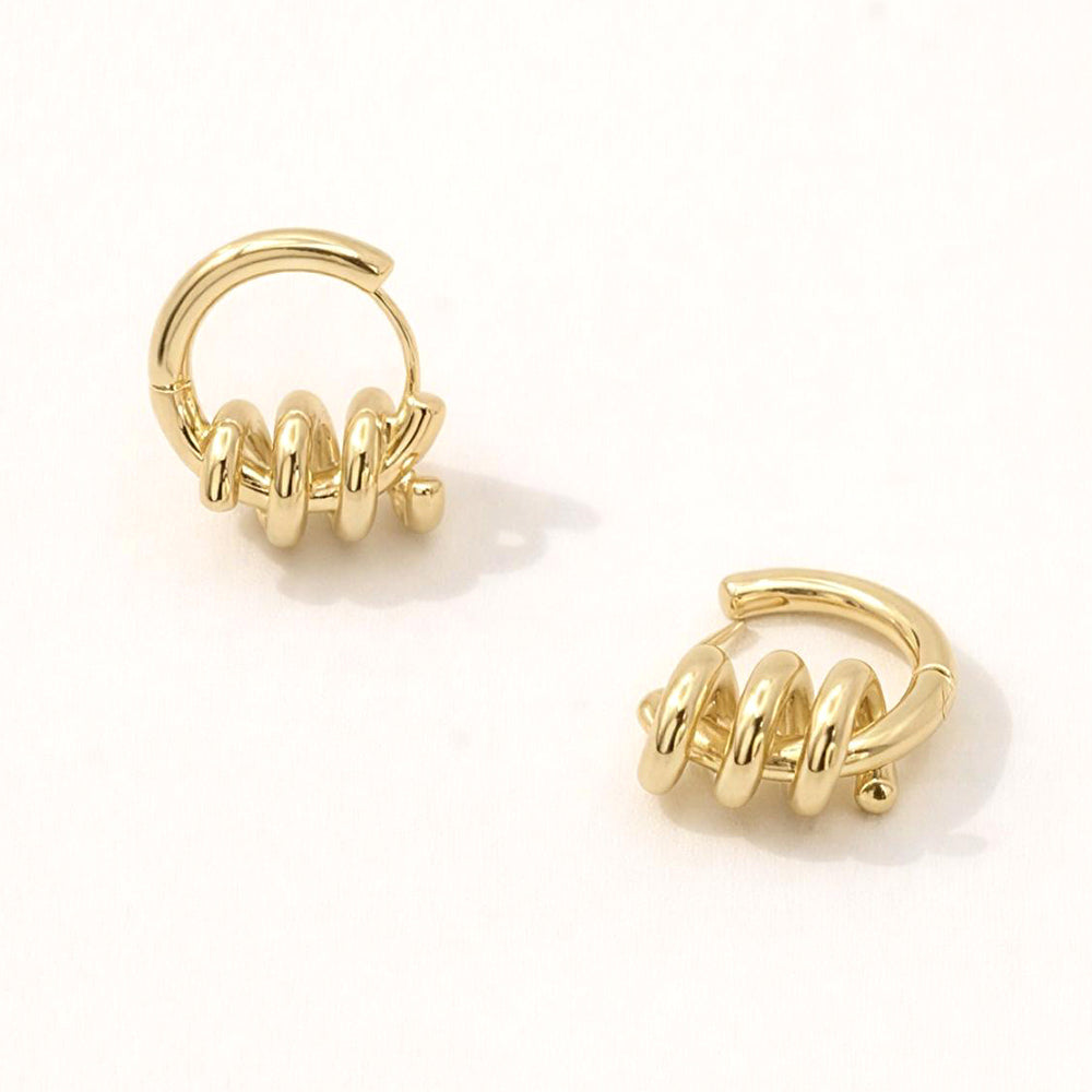 14K Gold Dipped Spiral Wrap Huggie Hoop Earrings
