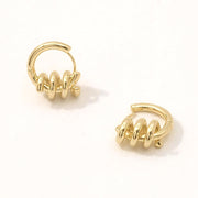 14K Gold Dipped Spiral Wrap Huggie Hoop Earrings